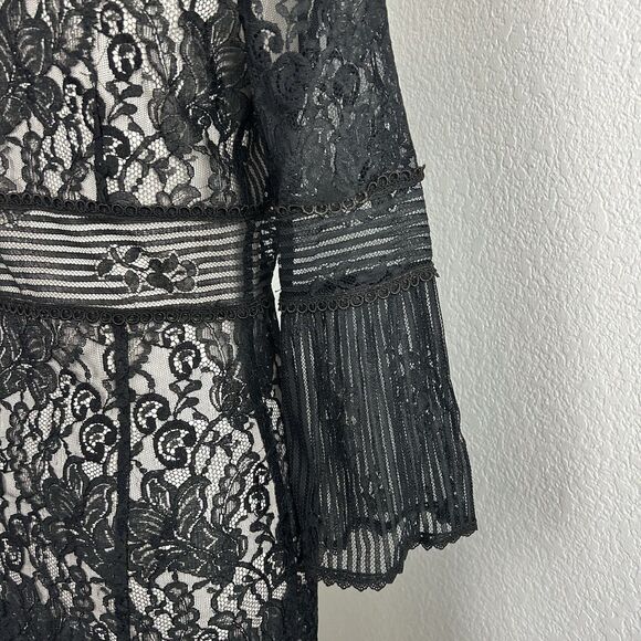 Nanette Lepore Women's Cocktail Dress Black Lace Pink Iridescent Sheath Size 4 - Picture 11 of 13